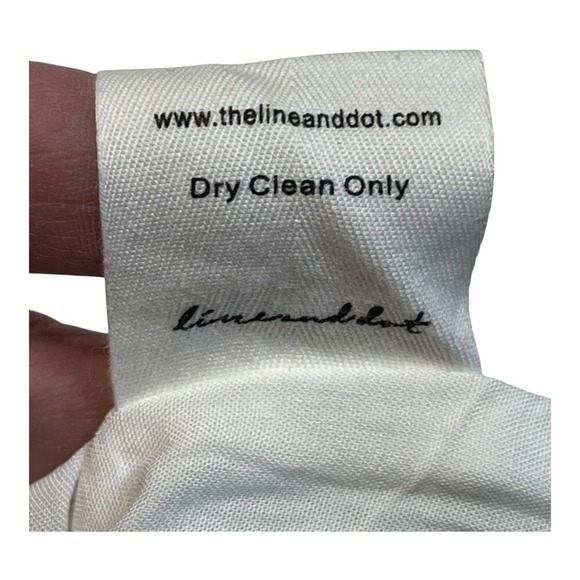 Line & Dot Mini Dress Womens Small White Puff Sleeve Babydoll Tie Front Revolve - Picture 9 of 9